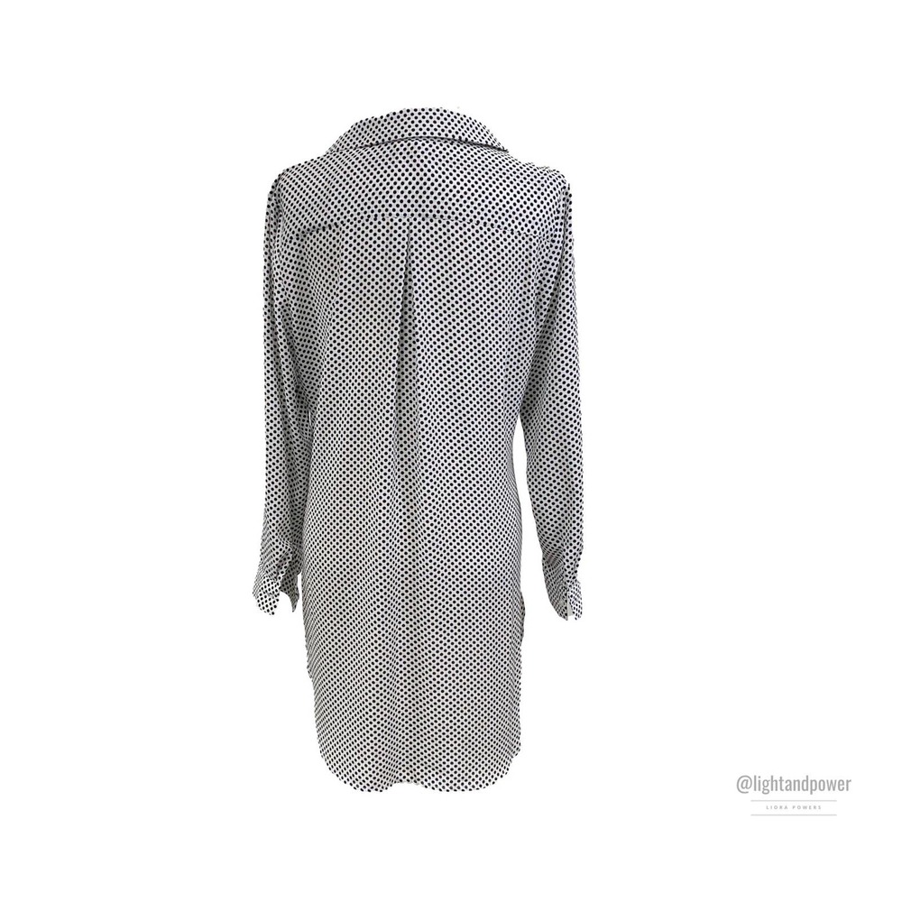 Como Vintage Black White Polk Dot Tunic Blouse S  - Picture 10 of 12